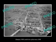 OLD POSTCARD SIZE PHOTO OF KEMPSEY NSW AERIAL VIEW OF THE TOWN c1940