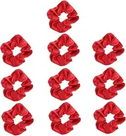 HAPINARY Elegant Red Hair Piece 10pcs Women's Hair Tie Elastic Christmas Headband Silk Satin Scrunchies