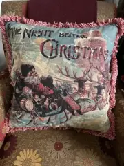 Newport Christmas Feather Pillow With Red Stripe Back And Fringe
