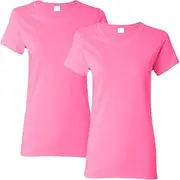 [PriceDumb] 2 Pack Regular Crew Neck Short Sleeve Female Ladies Womens Heavy Cotton Blank Plain Basic T-Shirt Tee Tops Bulk