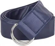 [Generic] Dress Belt for Women Soft Ladies PU Leather Waist Belts With Double D-ring Buckle