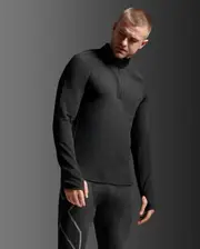 Ignition Hyper-Haptic 1/4 Zip, 2XU, S, Black/Silver Reflective, Male