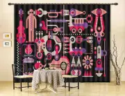 Guitar Flowers 3D Curtain Blockout Photo Printing Curtains Drape Fabric Window