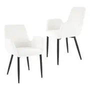 2 Sets Dining Chairs Teddy Fabric White