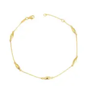 Claddagh Gold 14K Yellow Gold Marquise Shape Link Anklet 10"