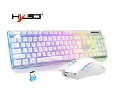 Wireless Gaming Keyboard and Mouse Combo RGB Backlit Pudding Keycap Rechargeable