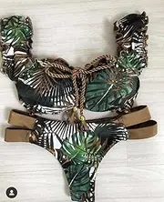 [JIMINISO] New Push Up Bikini Set Women Ruffle Biquini Swimwear Low Waist Sexy Brazilian Ribbed Swimsuit Bather