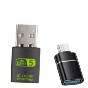 USB WiFi Adapter，600Mbps USB WiFi Bluetooth Adapter(Includes a USB to USB C