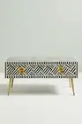 Bone Inlay Optical Design Small Coffee Table Black