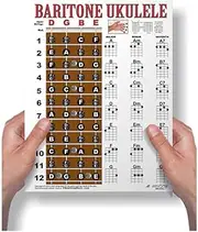 Laminated Baritone Ukulele Fretboard & Chord Chart Easy Instructional Poster Bari Uke Notebook 8.5"x11"