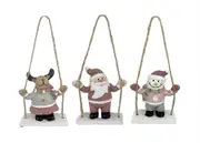 bulk 24 Xmas Hanging Swing Deco 3 Assort Decoration 6x13cm