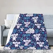 Wurton Lovely Koala Print Soft Warm Flannel Throw Blankets Bedroom Bed for Couch Sofa Decor Gifts 60x50in