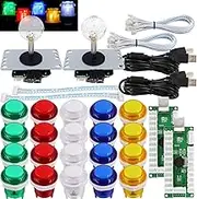 Arcade 2 Player Game Controller Stick DIY Kit LED Buttons MX Microswitch 8 Way Joystick USB Encoder Cable for PC MAME Raspberry Pi Color Mix
