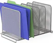 SimpleHouseware Expandable 5 Section Upright File Sorter Organizer, Silver
