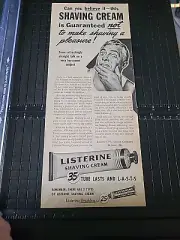 Listerine Shaving Cream Print Ad 1945 5x14