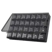Monthly Pill Organizer 28 Day, Pill Box, Medicine Organizer, Organized By Week, Large 4-Week Pill Container With Dust-Proof Case For Fish Oils, Vitamins, Suppl