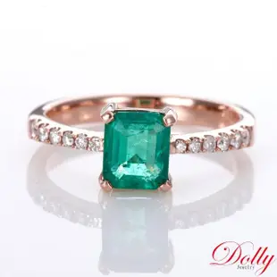 【DOLLY】1.40克拉 天然哥倫比亞祖母綠18K玫瑰金鑽石戒指(002)