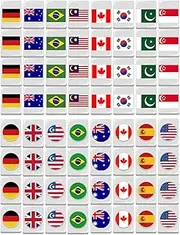 Mahjong Tile Set Mahjong Game Set 24mm Flag Pattern Mahjong Tile Set with 64 Tiles, Reusable Funny Mahjong Tiles for Party, Bar, Home, Festival Celebrations