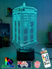 TARDIS POLICE BOX DR WHO3D LED Night Light 7 Colour Change Room Lamp Battery USB