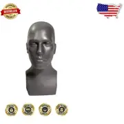 Full-Body Abstract Mannequin Head: 15" Tall Gray Plastic for Retail Displays