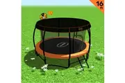 Trampoline 16 ft Kahuna with Basketball set and Roof - Orange