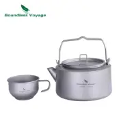 Titanium 1.0L Kettle with Folding Handle Filter Teapot Set with Coffee Cup Mug