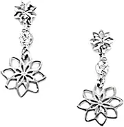 [JewelryWeb] 14k White Gold CZ Simulated Diamond Flower Drop Screw Back Earrings 16x7mm Stud Earring for Women