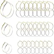 FUNCYboo 60pcs Beading Hoop Earrings Finding, Round Earring Hoop Open Earring Beading Hoop for Jewelry Making DIY Crafts 30mm 40mm 50mm
