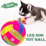 3X Pet Dog Puppy LED Light Up Flashing Play Toys Bounce Spiky Ball Rubber Y2S4