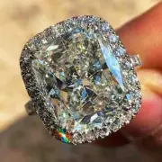 5.40 Ct Cushion Cut Moissanite Women's Engagement Ring White Gold Plated