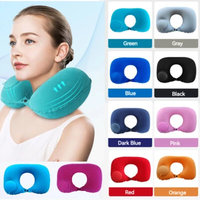 New Inflatable U Shaped Travel Neck Pillow Portable Car Flight Head Rest Cushion