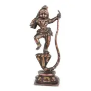 Handmade Antique Finish Brass Krishna Dancing On Snake Figurine Statue