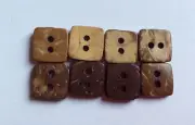 20 Gorgeous Rustic Square Brown 10mm Coconut Shell Buttons
