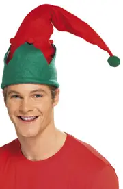Magical Red and Green Christmas Elf Hat