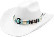 [ZJSCNBE] Artificial Wool Western Cowboy Hat for Men's Women's Winter Autumn Wide Brim Gentleman Jazz Hats Cloche Sombrero Cap