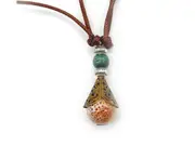 Brown Thread Bead Pendant Necklace
