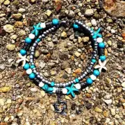 1X Boho Bracelet Starfish Turquoise Beads Sea Turtle Beach Anklet Sandal L8H2