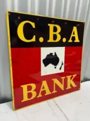 CBA BANK COMMONWEALTH METAL HEAVY DUTY SIGN 380 MM X 380 MM SLIGHTLY DISTRESSED