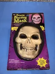 New Halloween Bleeding Skull Mask Skeleton Costume Dress Up Dripping Bloody Prop