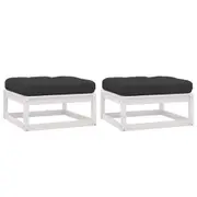 Garden Footstools with Cushions 2 pcs White Solid Pinewood vidaXL