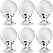 Crystal Drawer Knobs,Dresser Knobs,6pcs Crystal Glass Knobs Smooth Pull Clear Round Handles for Drawer Cabinet Door Cupboard Kitchen Dresser Home Office DIY with 2 Kinds Screws (Gold) (Color : OneCol