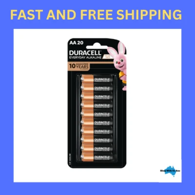 Duracell AA Batteries 20-Pack Coppertop Alkaline Battery Long Lasting Genuine