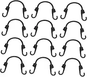 Baluue 12pcs Elastic Bungee Cords for Luggage Stretchable Tie Down Straps with Hooks for Car Trunk Bike Rack Easy Secure Cargo Attachment for Travel Outdoor Activities