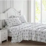 Ardor King Bed Sylvia Mink Flannel Fleece Sheet Set Silver