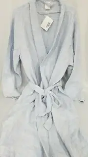 Hudson Park SPACE DYED FIBER WAFFLE COTTON ROBE LIGHT BLUE MEDIUM LARGE NEW