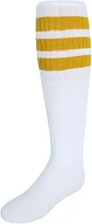 [Jefferies Socks] Kid's Striped Knee-High Tube Socks (1 Pair), Large (Shoe Sizes 6-9), Yellow
