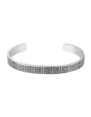[Cudworth] Brushed Stainless Steel Enamel Greek Key Pattern Cuff/Bangle in Silver