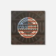 Columbus City USA Flag Grunge 4'' X 4'' Square Wooden Coaster