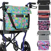 Wheelchair Bag by Vive - Accessory Storage Bag for Carrying Loose Items & Accessories - Travel Storage Tote & Backpack w/Accessible Pouch & Pockets, Green Paisley