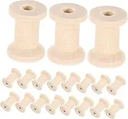 SEWACC 20 Pcs Unfinished Wooden Thread Spools Hour Shaped Bobbins for Crafting Projects and Kite Making Durable and Easy to Use